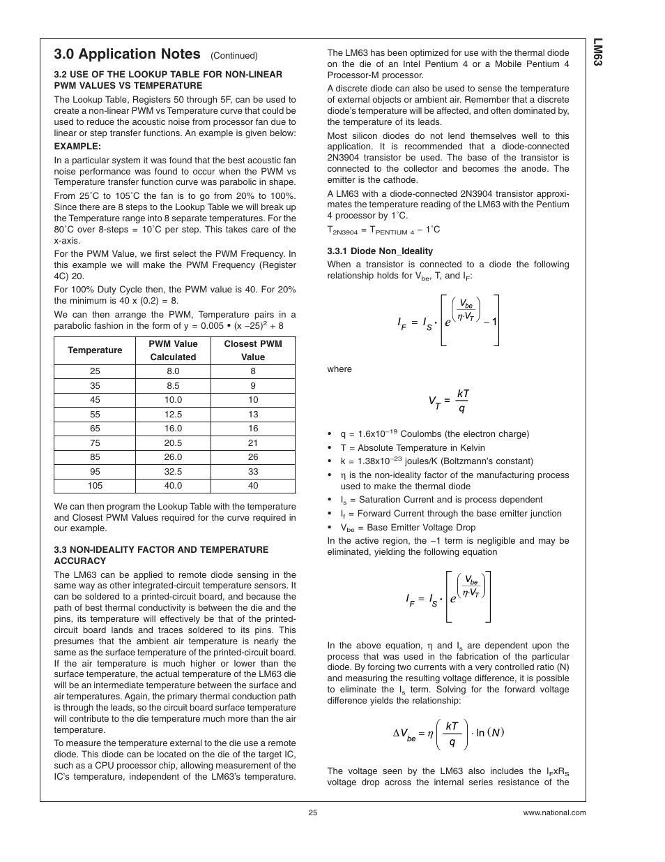3 non-ideality factor and temperature accuracy, 1 diode non_ideality, Lm63 | Rainbow Electronics LM63 User Manual | Page 25 / 28