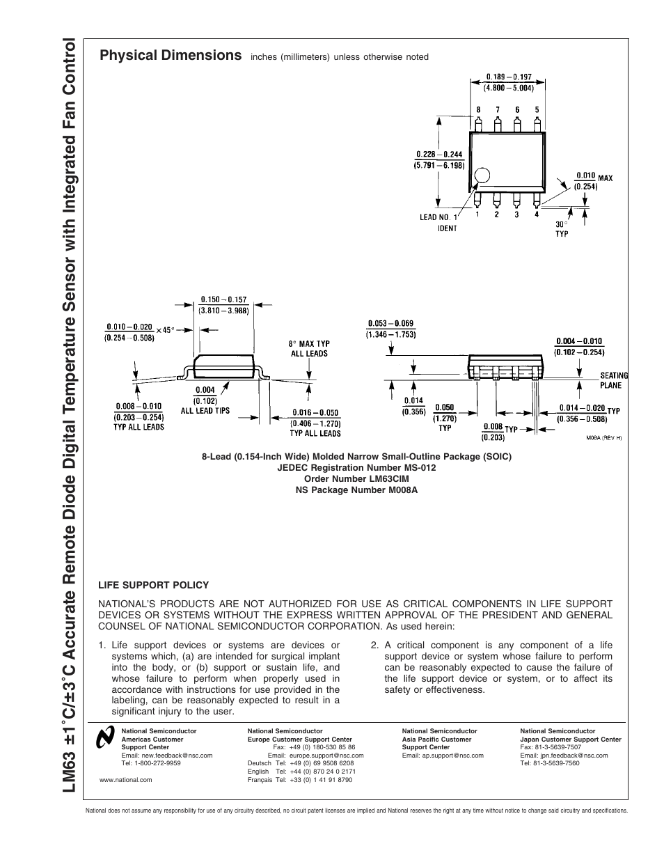 Physical dimensions, Lm63 | Rainbow Electronics LM63 User Manual | Page 28 / 28