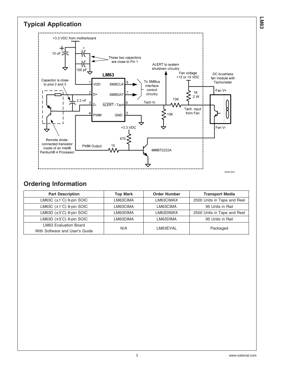 Typical application, Ordering information | Rainbow Electronics LM63 User Manual | Page 3 / 28