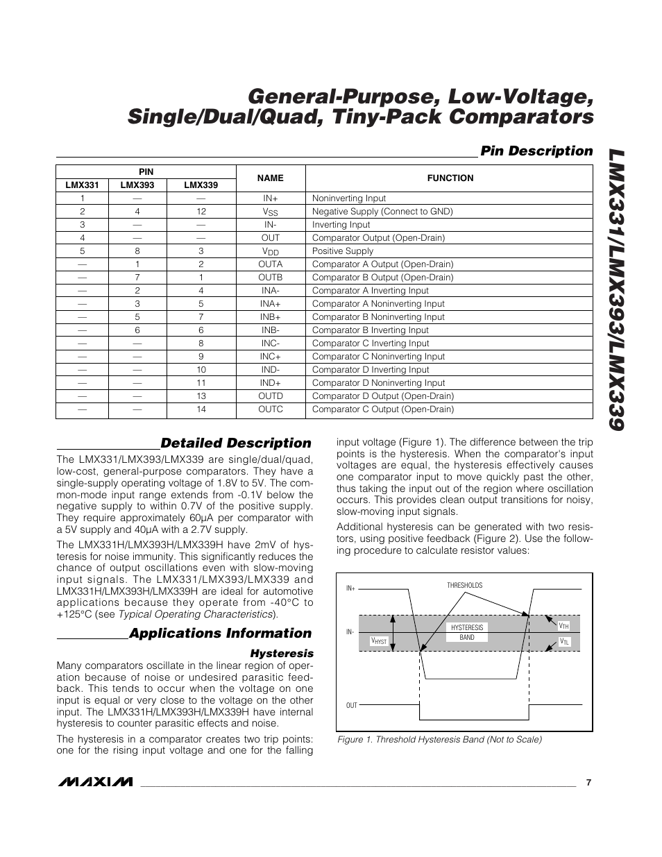 Detailed description, Applications information, Pin description | Rainbow Electronics LMX339 User Manual | Page 7 / 12