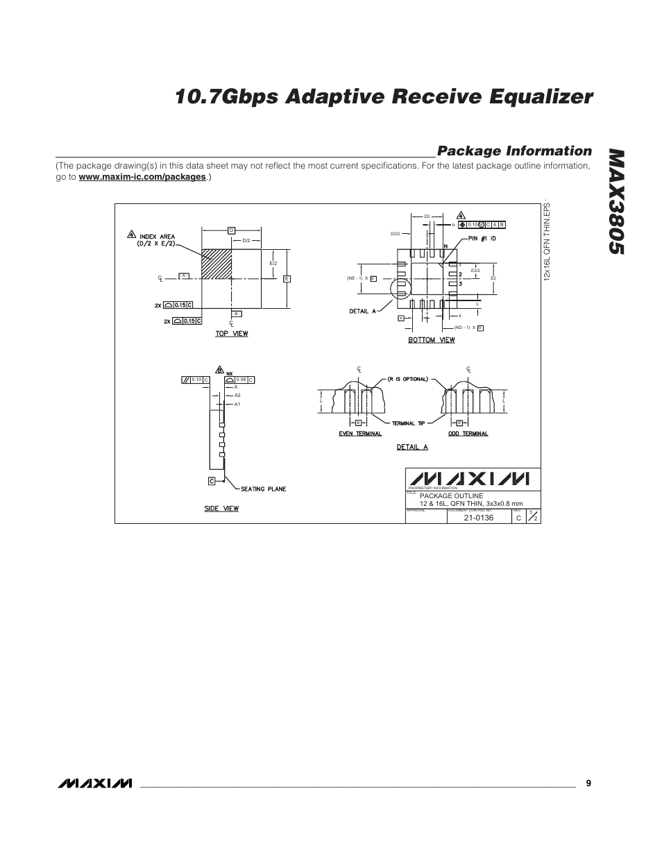 Package information | Rainbow Electronics MAX3805 User Manual | Page 9 / 10