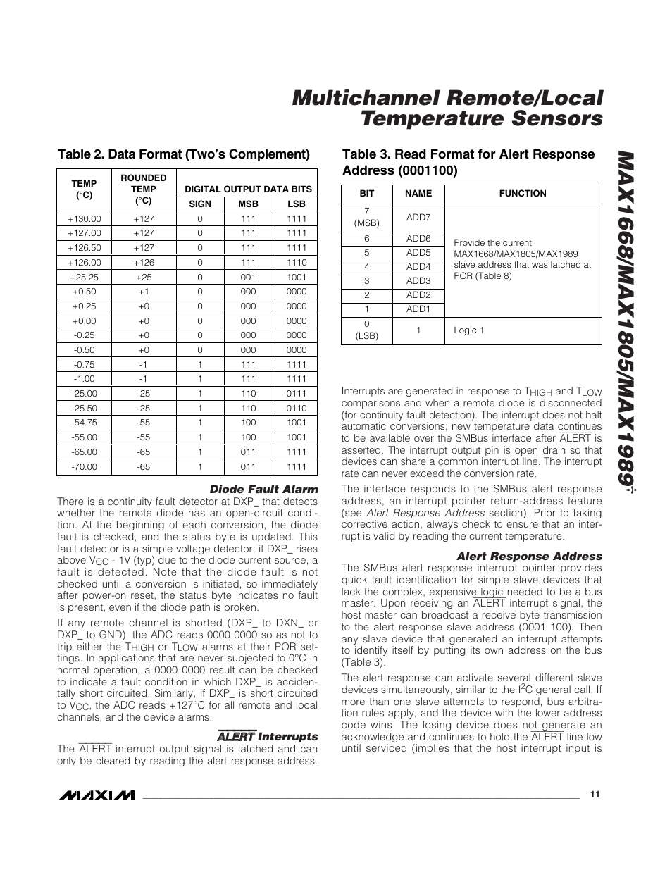 Multichannel remote/local temperature sensors | Rainbow Electronics MAX1989 User Manual | Page 11 / 16