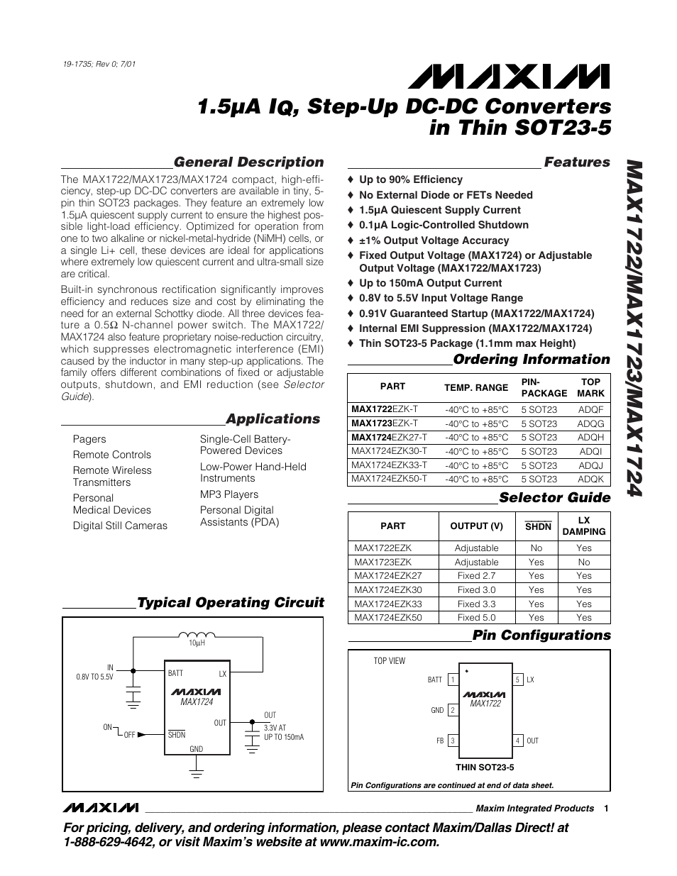 Rainbow Electronics MAX1724 User Manual | 12 pages
