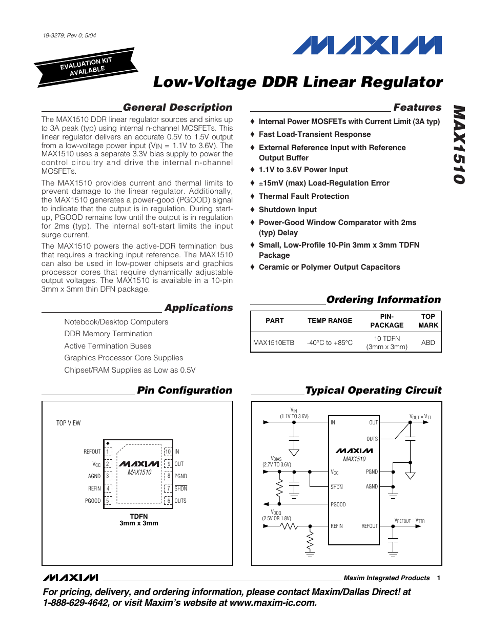 Rainbow Electronics MAX1510 User Manual | 13 pages
