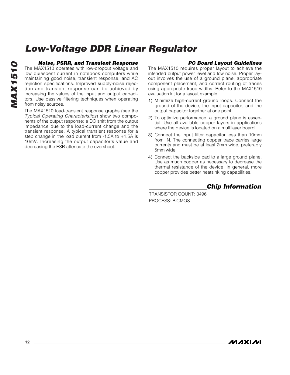 Max1510 low-voltage ddr linear regulator | Rainbow Electronics MAX1510 User Manual | Page 12 / 13