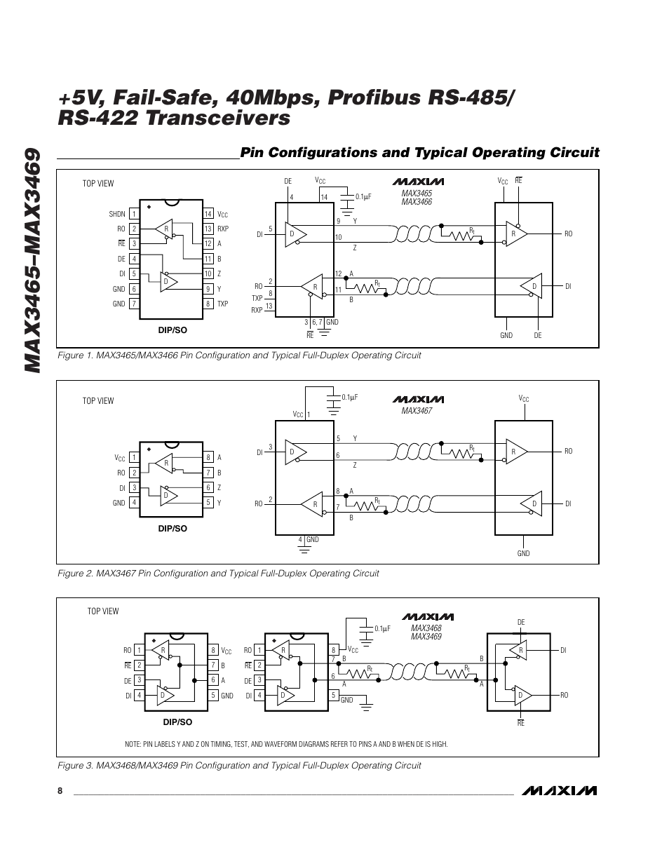 Pin configurations and typical operating circuit | Rainbow Electronics MAX3469 User Manual | Page 8 / 14