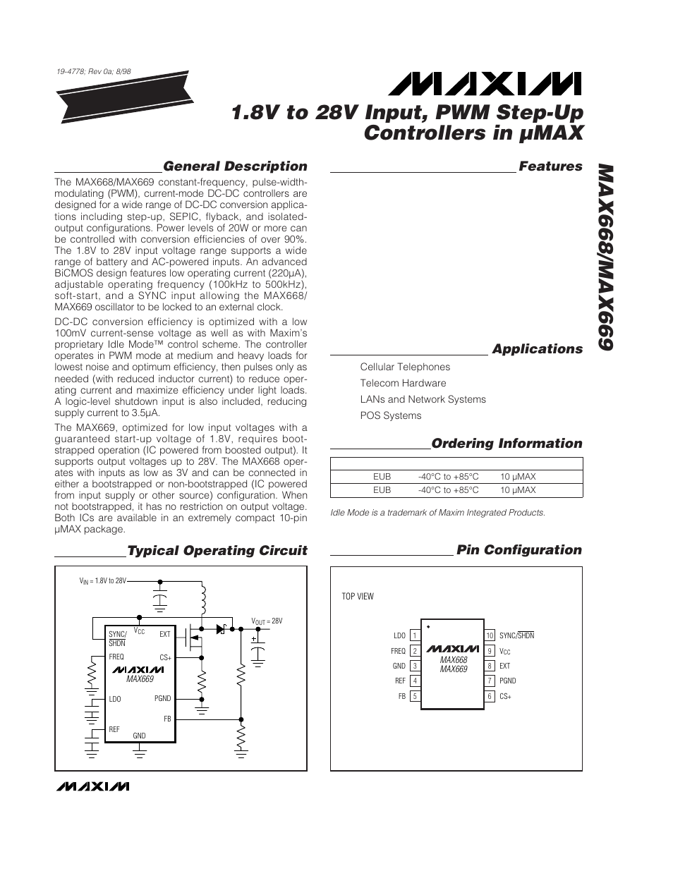 Rainbow Electronics MAX669 User Manual | 18 pages