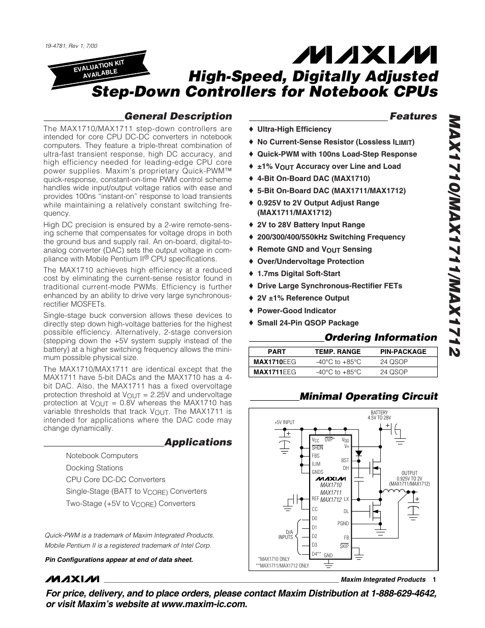 Rainbow Electronics MAX1712 User Manual | 28 pages