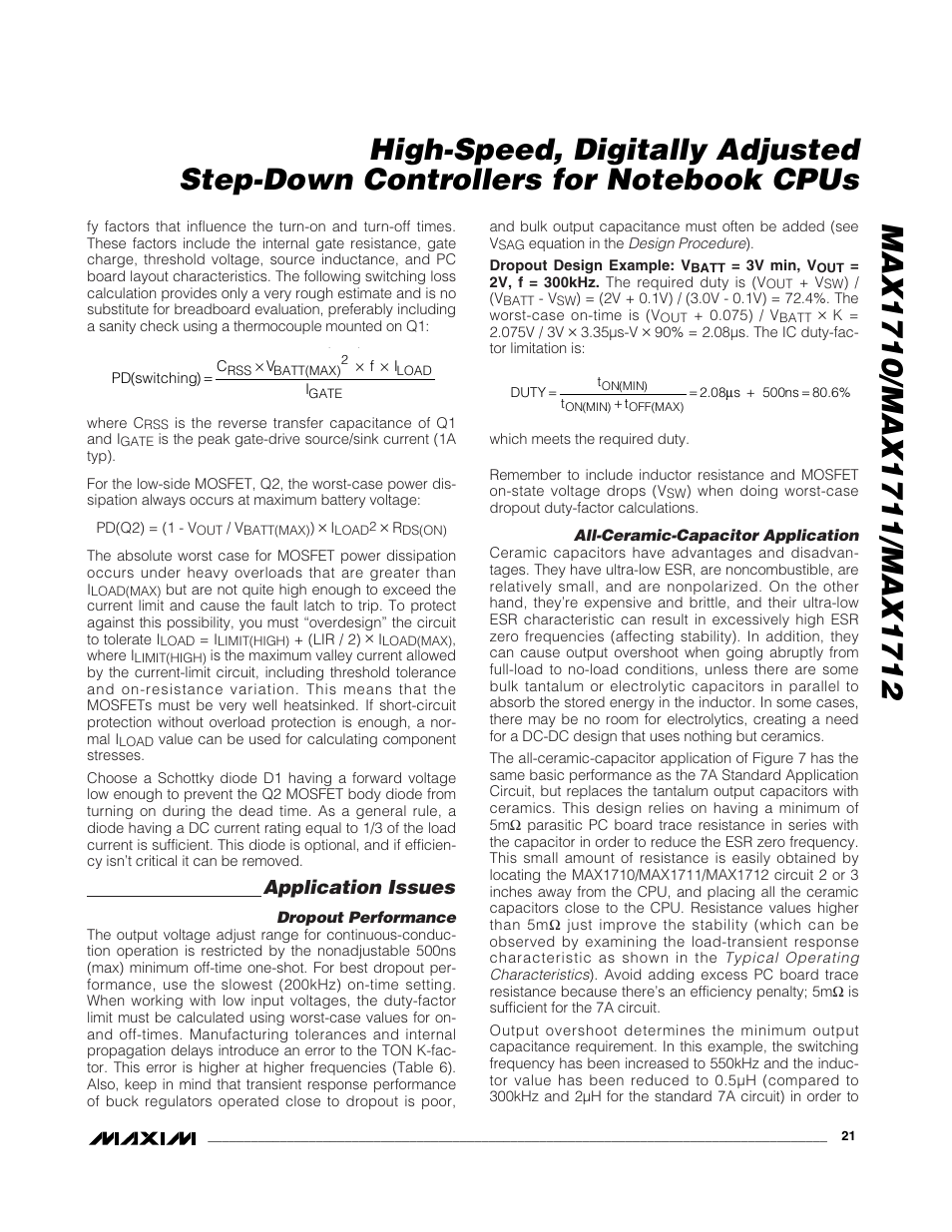 Application issues | Rainbow Electronics MAX1712 User Manual | Page 21 / 28