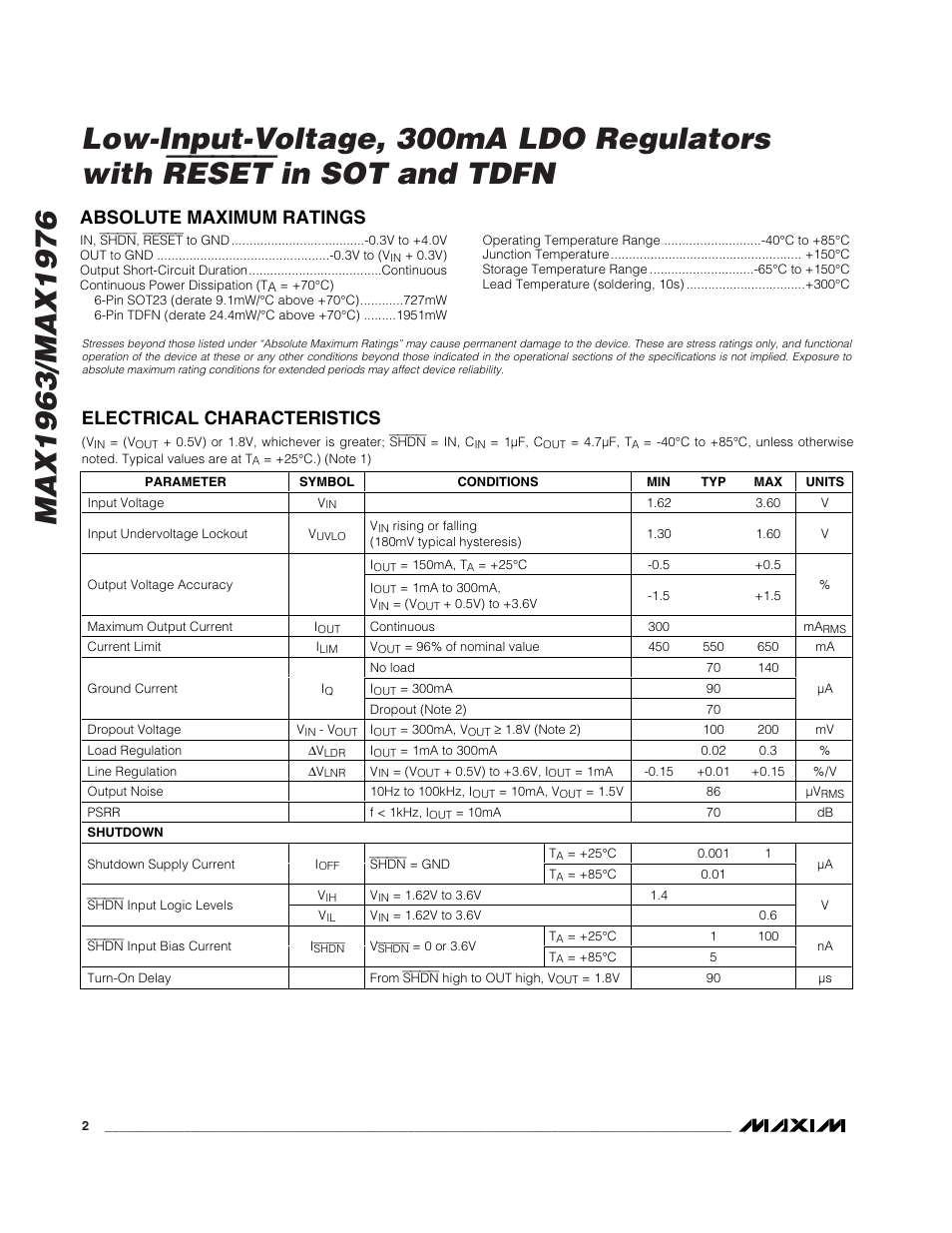 Reset | Rainbow Electronics MAX1976 User Manual | Page 2 / 12