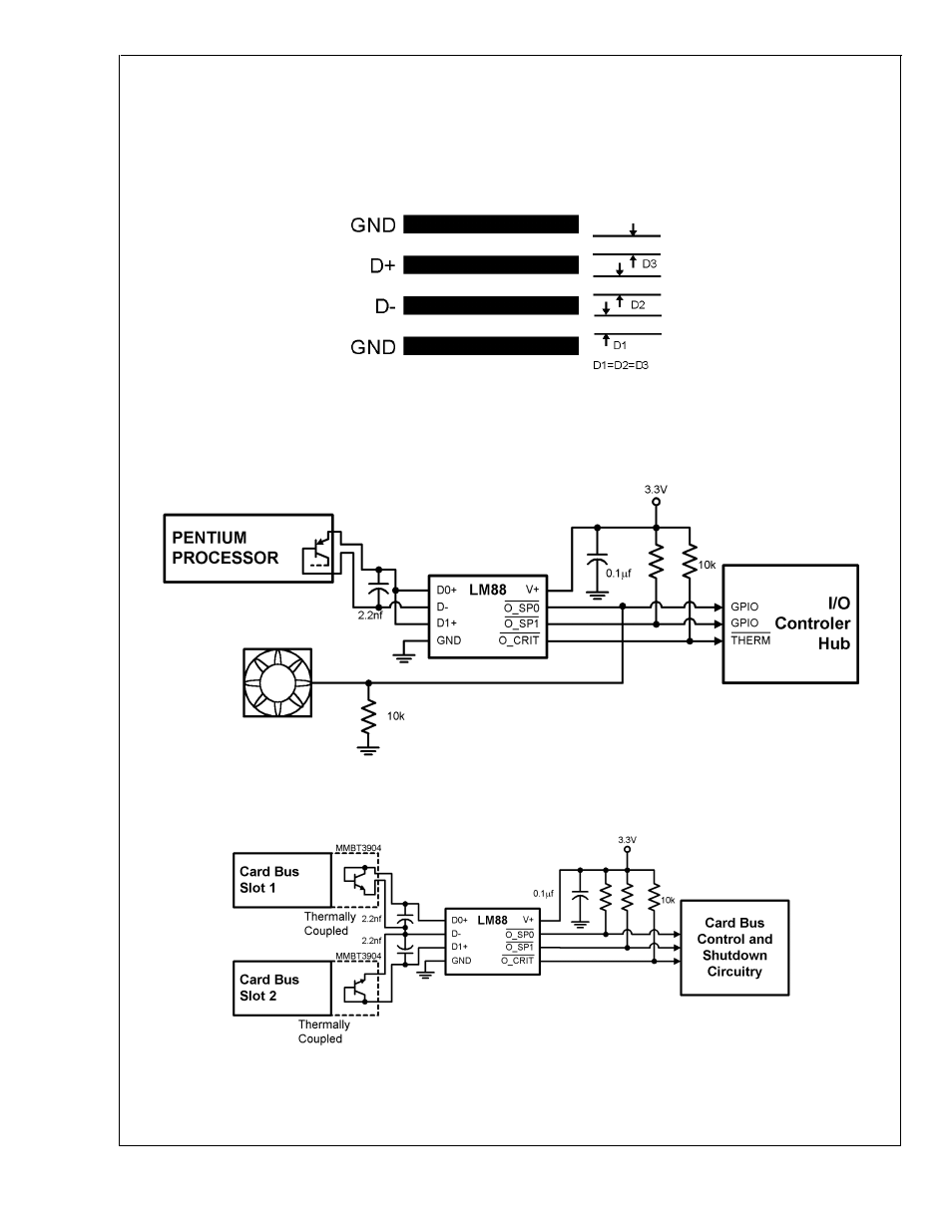 Figure 4. ideal diode trace layout, 0 applications circuits, Figure 6. card bus thermal management | 0 application hints | Rainbow Electronics LM88 User Manual | Page 8 / 9