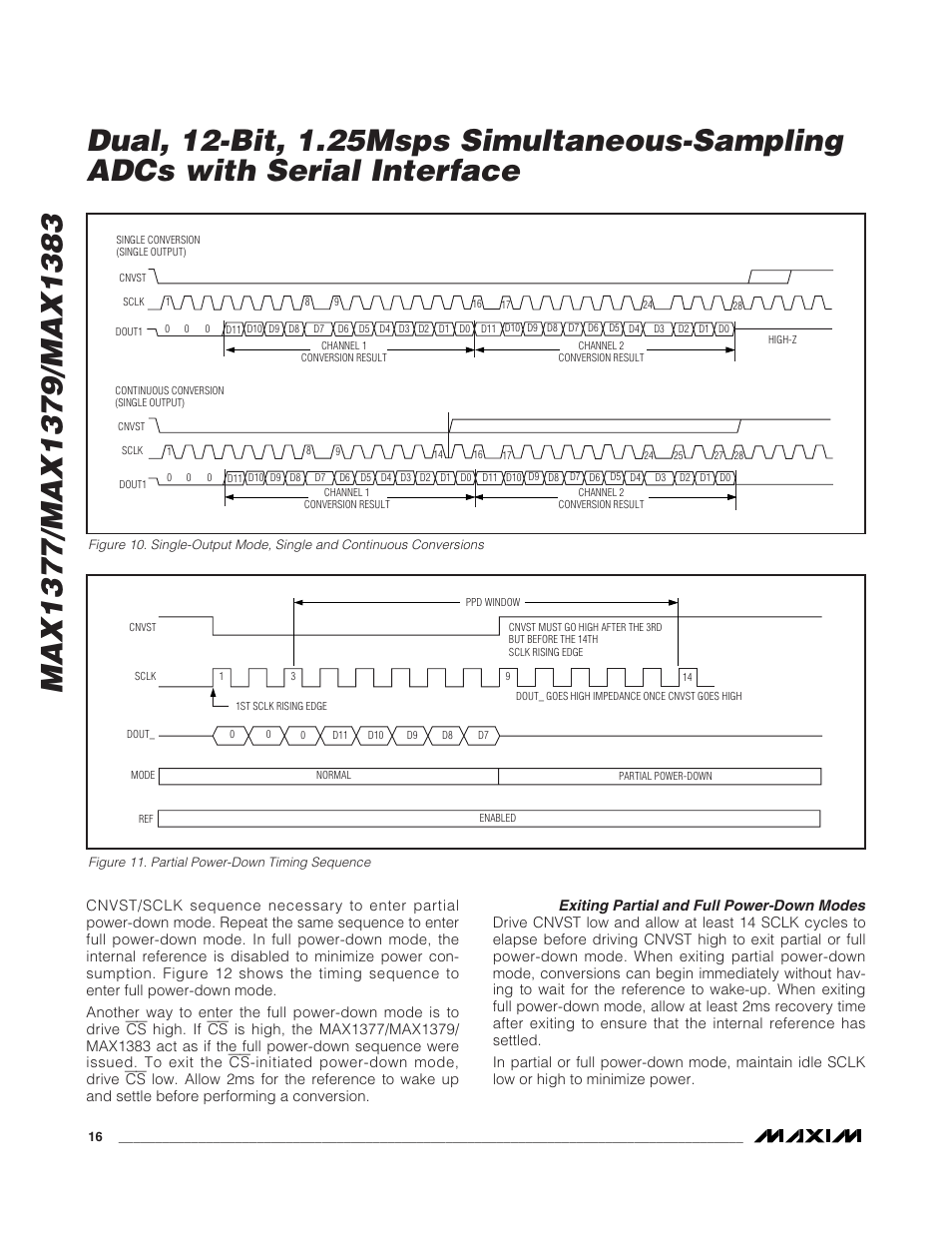 Exiting partial and full power-down modes | Rainbow Electronics MAX1383 User Manual | Page 16 / 22