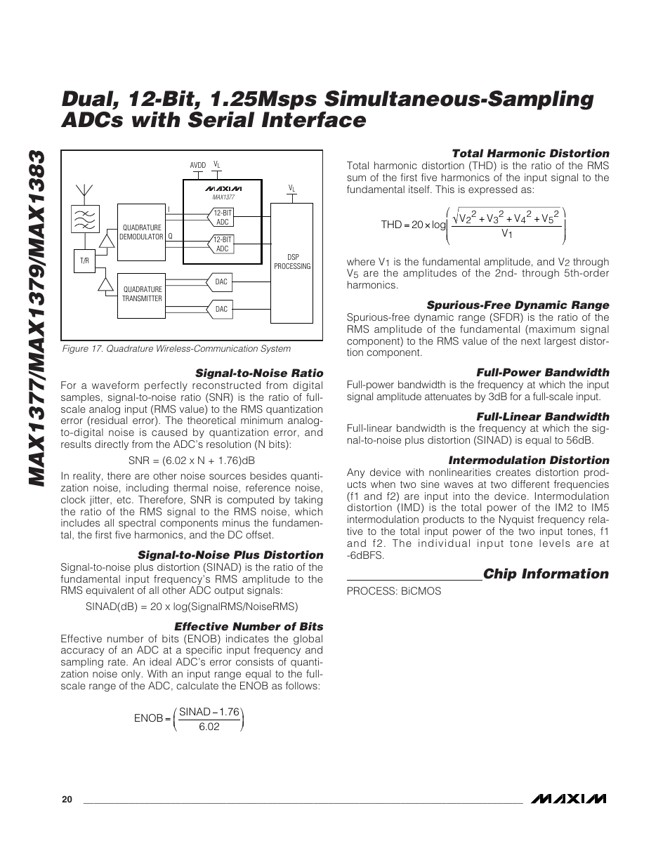 Chip information | Rainbow Electronics MAX1383 User Manual | Page 20 / 22