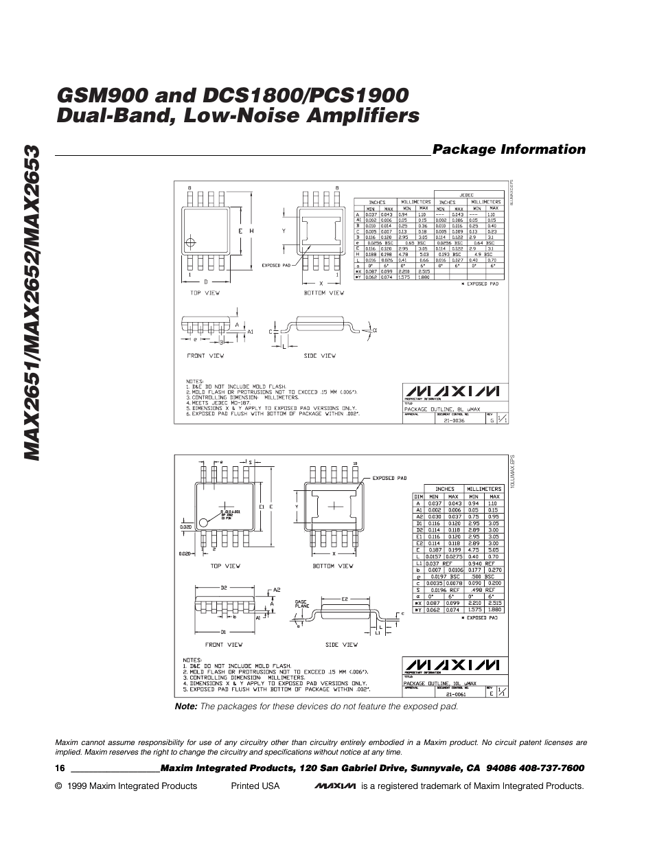 Package information | Rainbow Electronics MAX2653 User Manual | Page 16 / 16