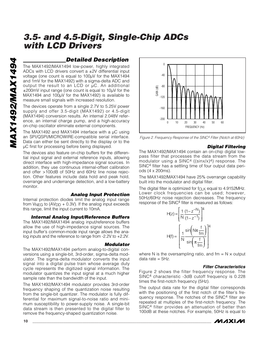 And 4.5-digit, single-chip adcs with lcd drivers, Detailed description | Rainbow Electronics MAX1494 User Manual | Page 10 / 35