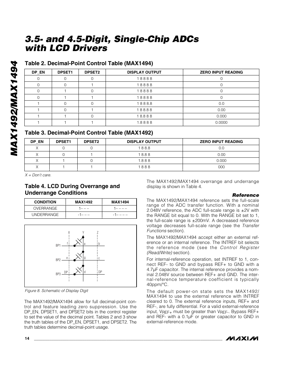 And 4.5-digit, single-chip adcs with lcd drivers | Rainbow Electronics MAX1494 User Manual | Page 14 / 35