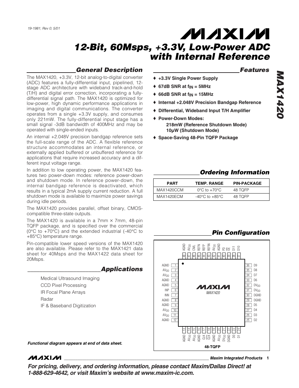 Rainbow Electronics MAX1420 User Manual | 17 pages