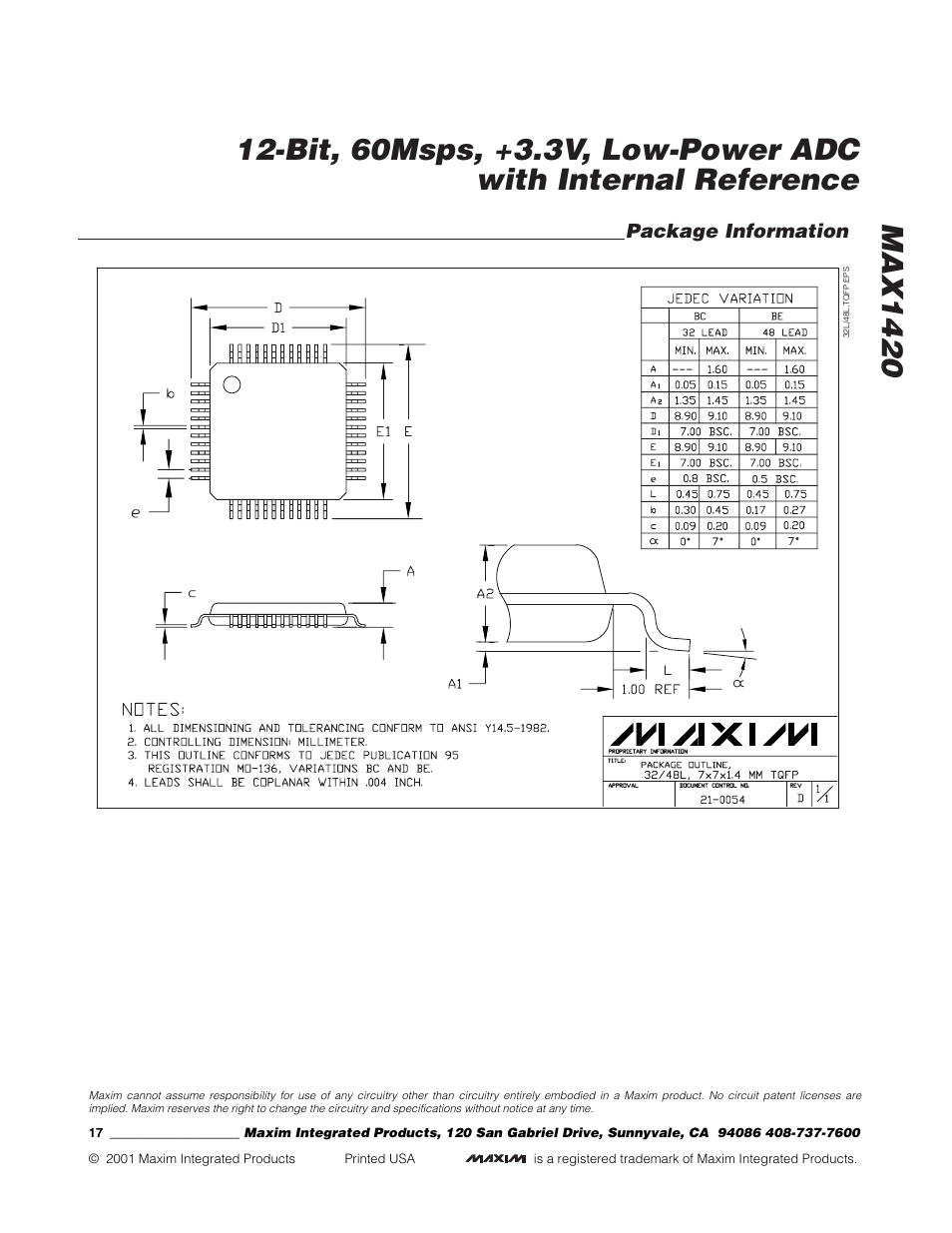 Rainbow Electronics MAX1420 User Manual | Page 17 / 17