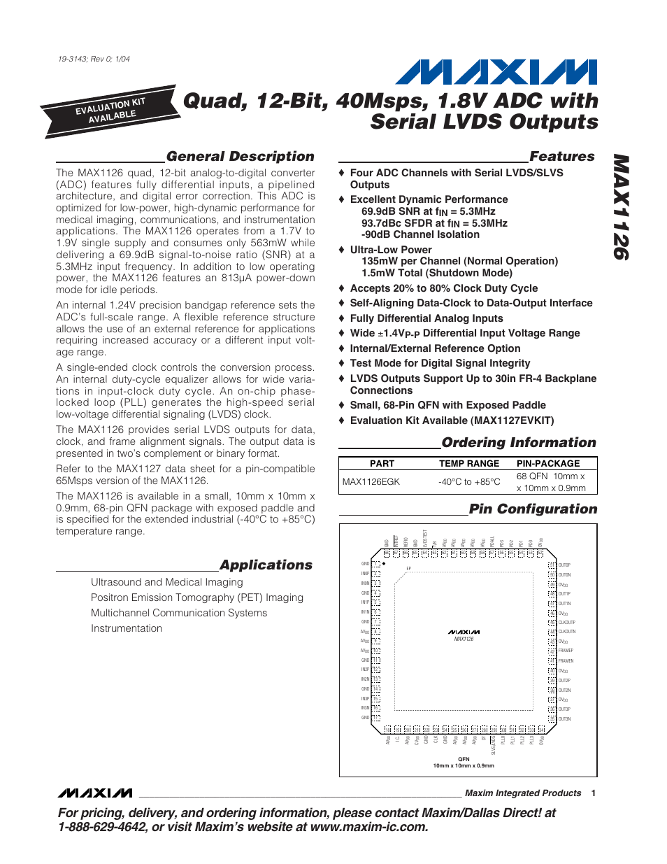 Rainbow Electronics MAX1126 User Manual | 25 pages