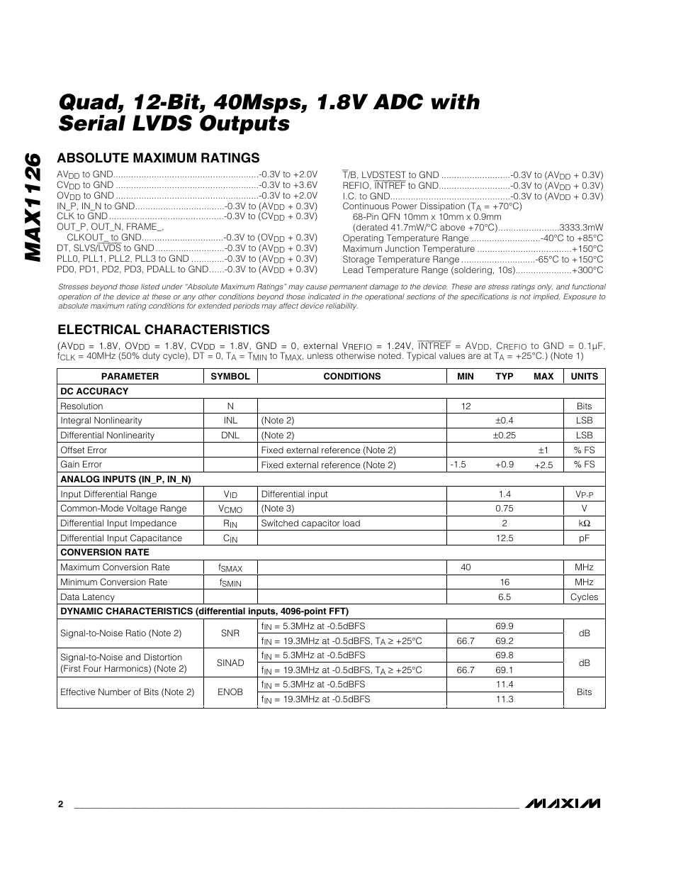 Rainbow Electronics MAX1126 User Manual | Page 2 / 25