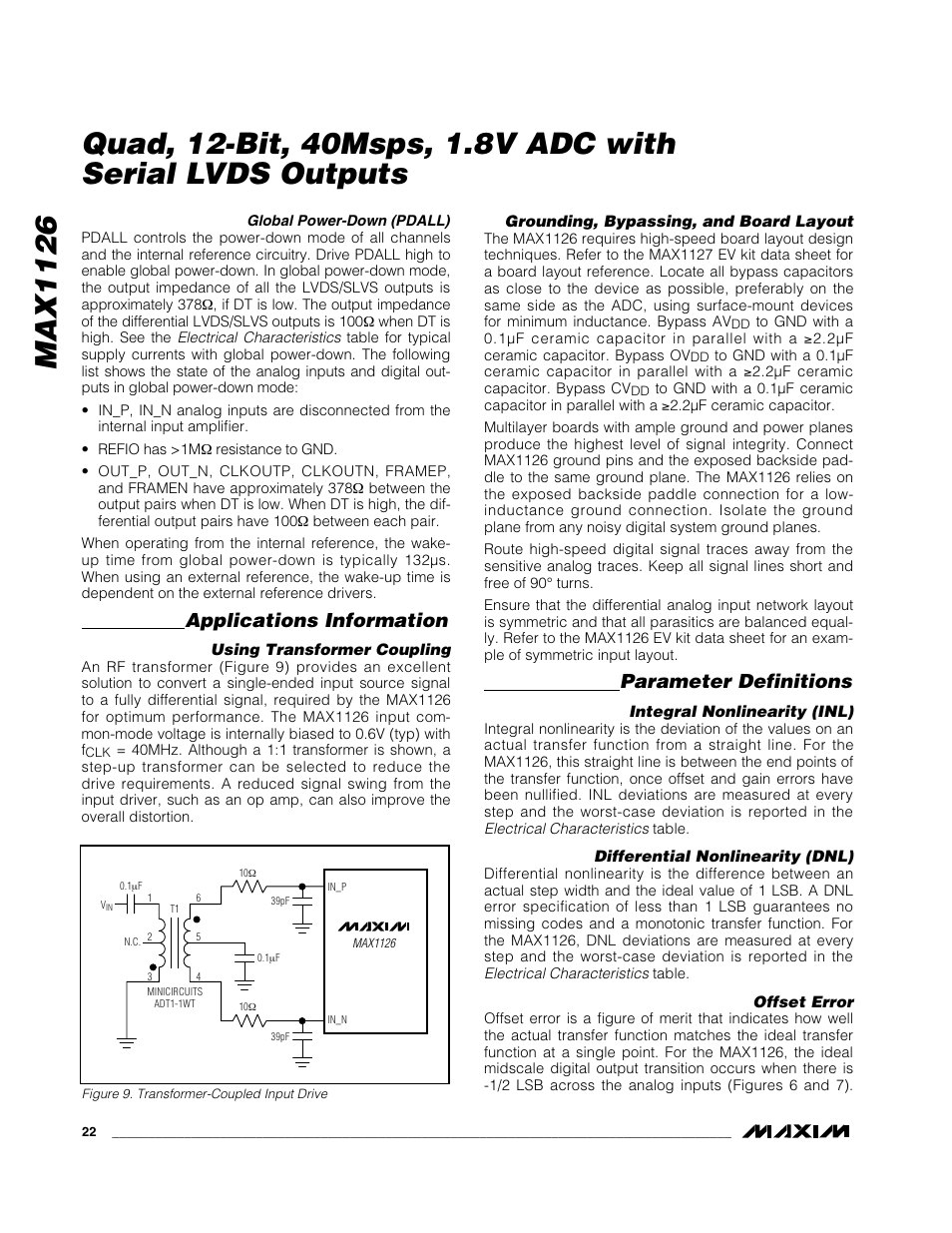 Applications information, Parameter definitions | Rainbow Electronics MAX1126 User Manual | Page 22 / 25