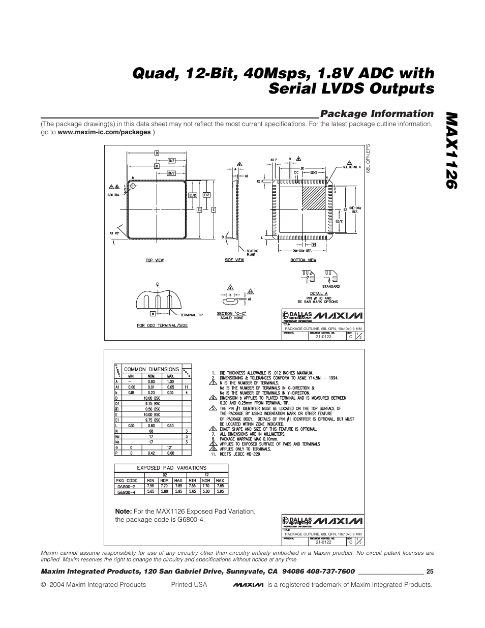 Package information | Rainbow Electronics MAX1126 User Manual | Page 25 / 25
