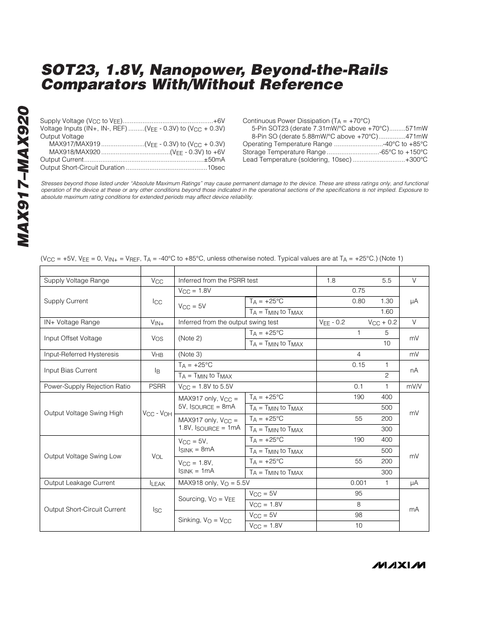 Rainbow Electronics MAX920 User Manual | Page 2 / 12