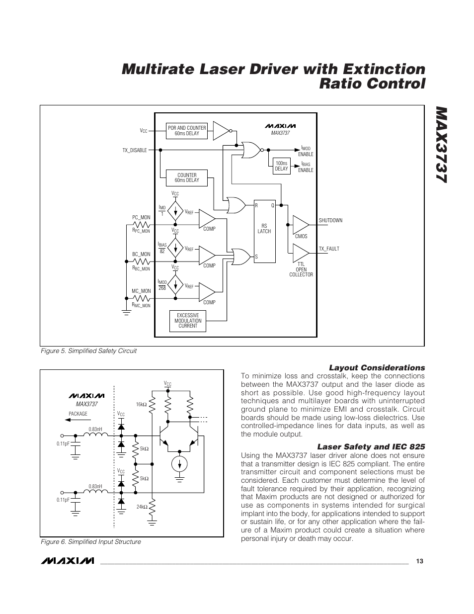 Layout considerations, Laser safety and iec 825 | Rainbow Electronics MAX3737 User Manual | Page 13 / 17