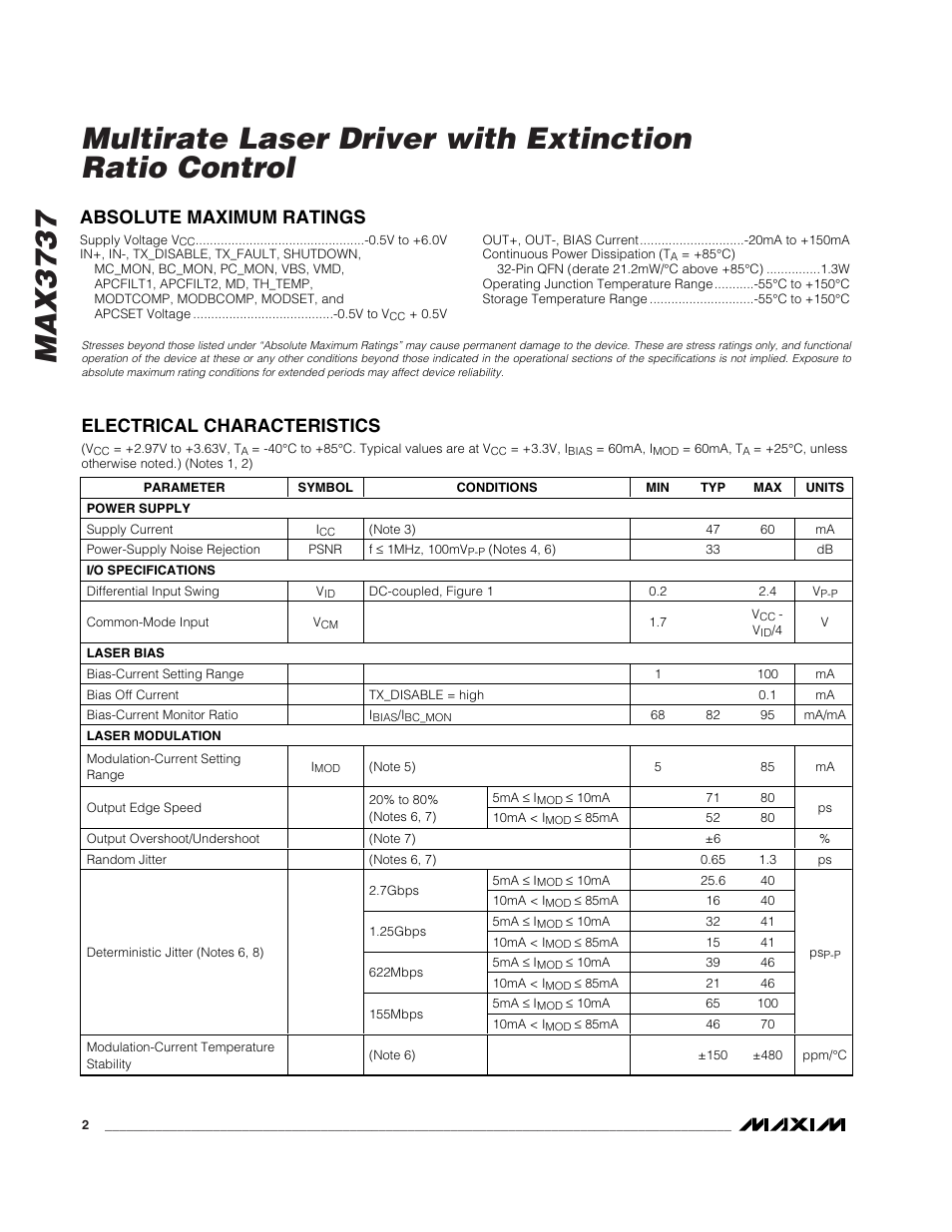 Rainbow Electronics MAX3737 User Manual | Page 2 / 17