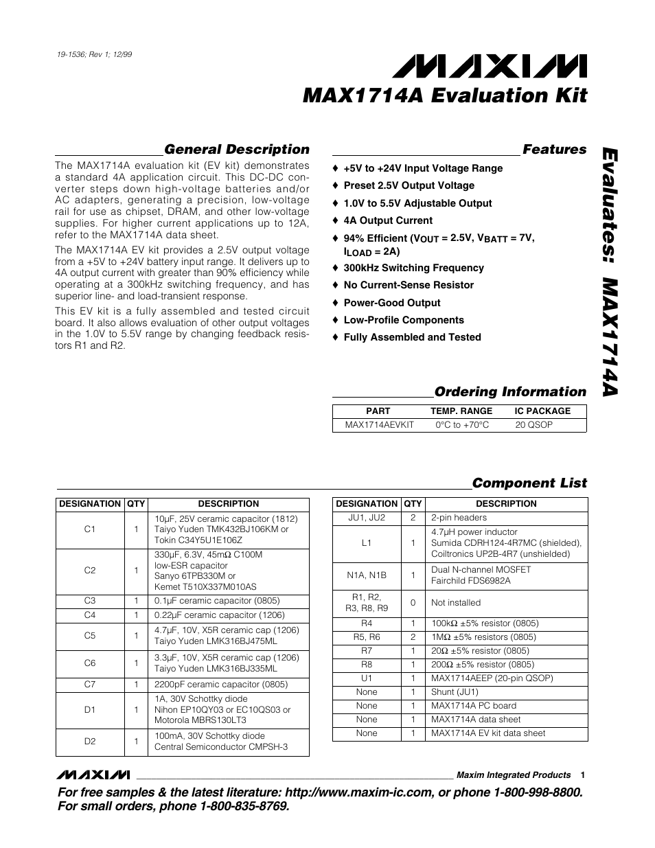 Rainbow Electronics MAX1714A User Manual | 6 pages