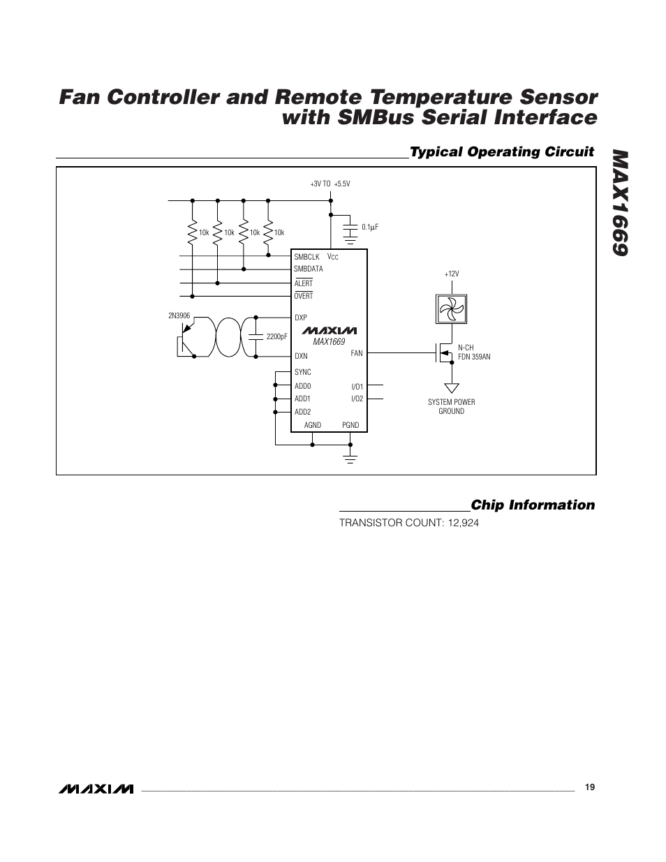 Chip information, Typical operating circuit | Rainbow Electronics MAX1669 User Manual | Page 19 / 20