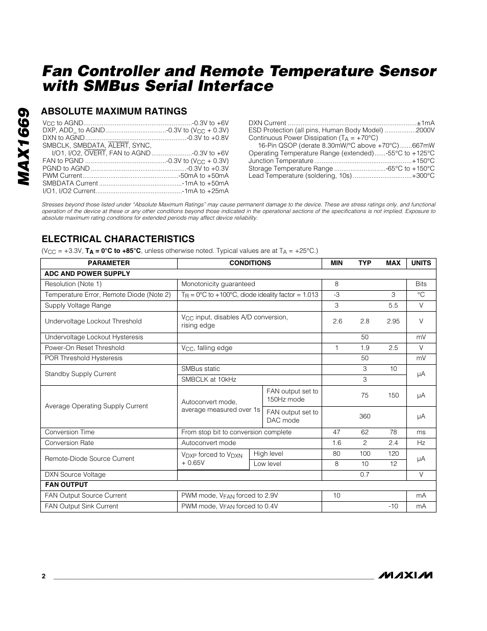 Rainbow Electronics MAX1669 User Manual | Page 2 / 20