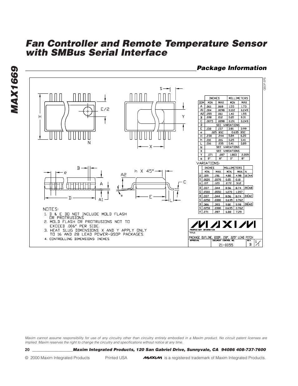 Rainbow Electronics MAX1669 User Manual | Page 20 / 20