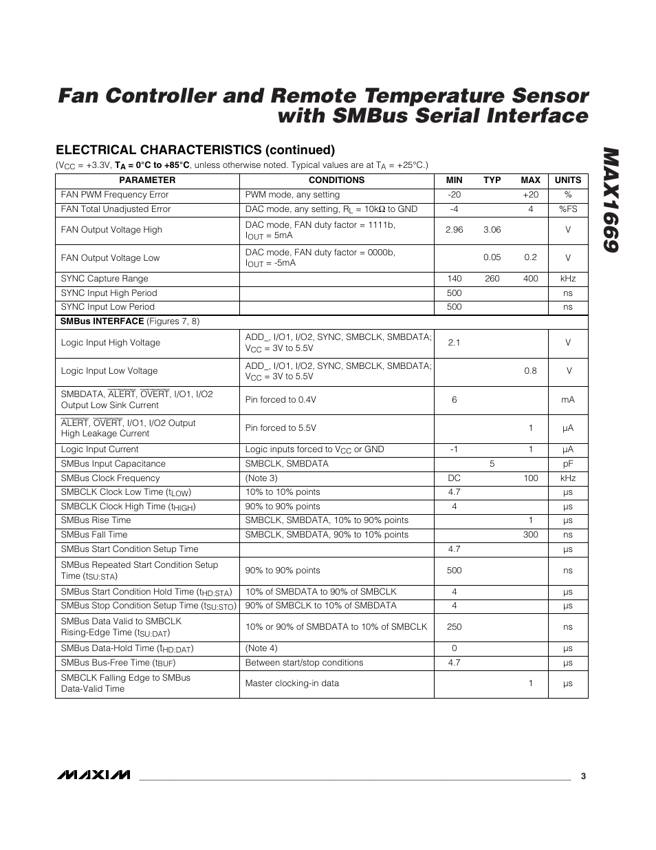 Electrical characteristics (continued) | Rainbow Electronics MAX1669 User Manual | Page 3 / 20