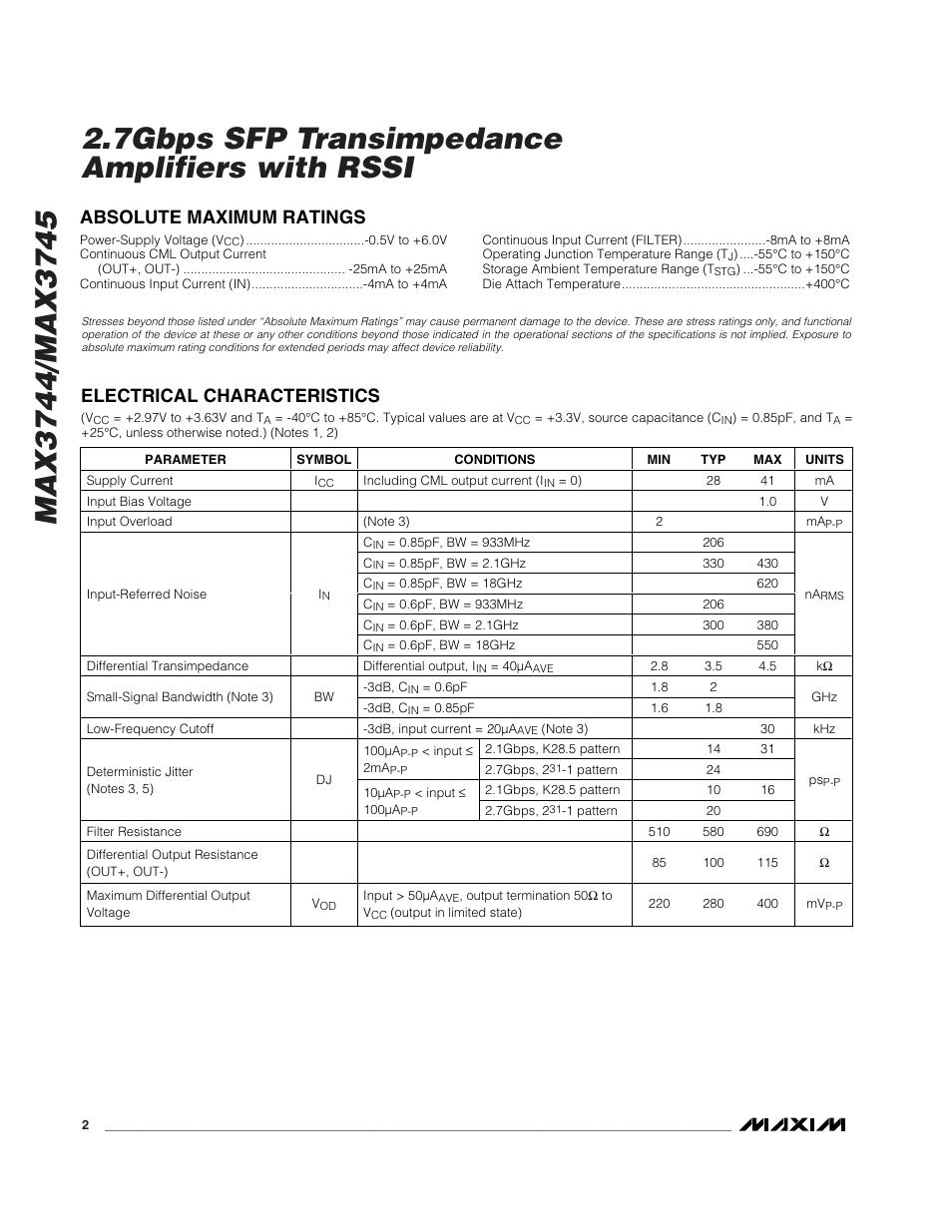 Rainbow Electronics MAX3745 User Manual | Page 2 / 10