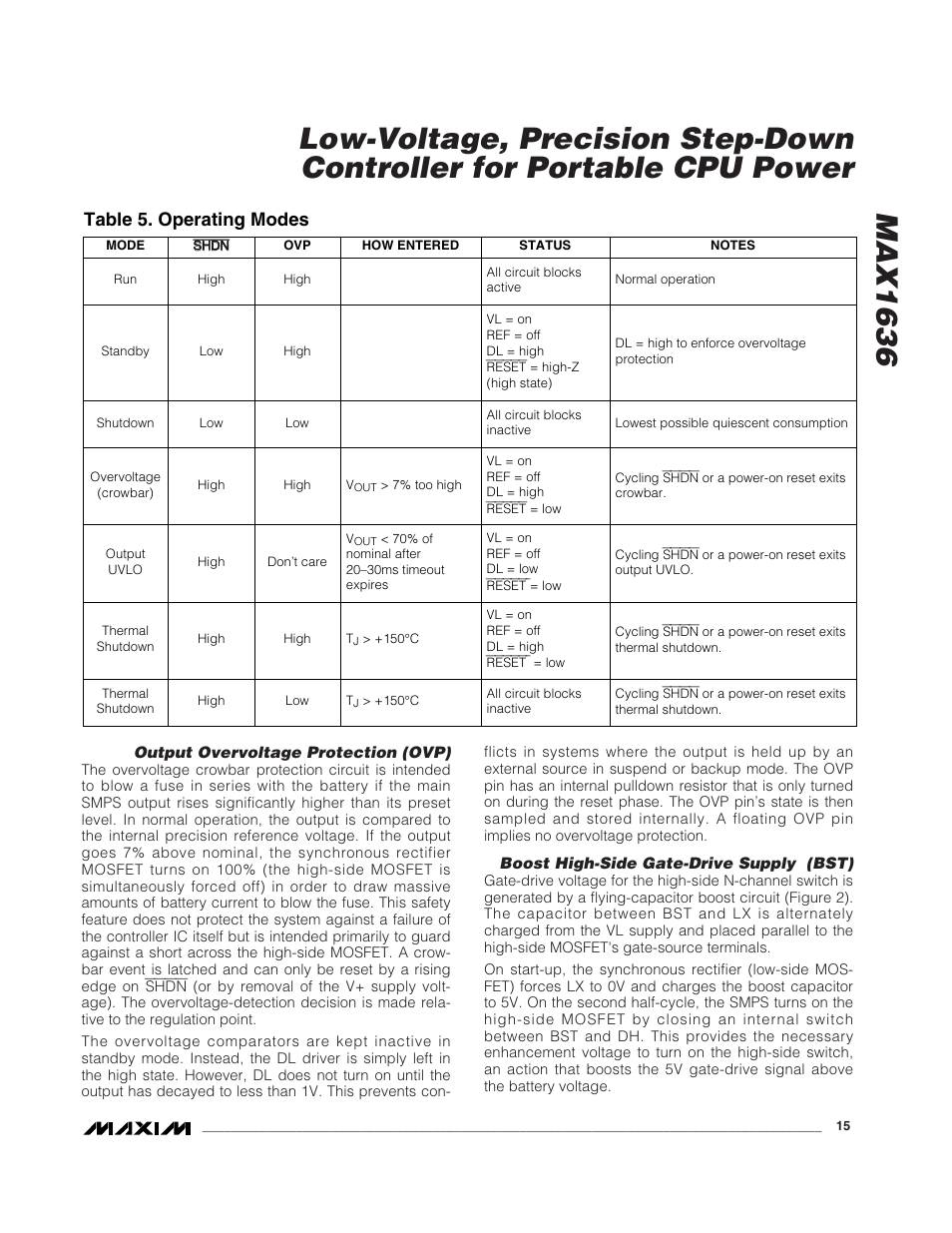 Table 5. operating modes | Rainbow Electronics MAX1636 User Manual | Page 15 / 23