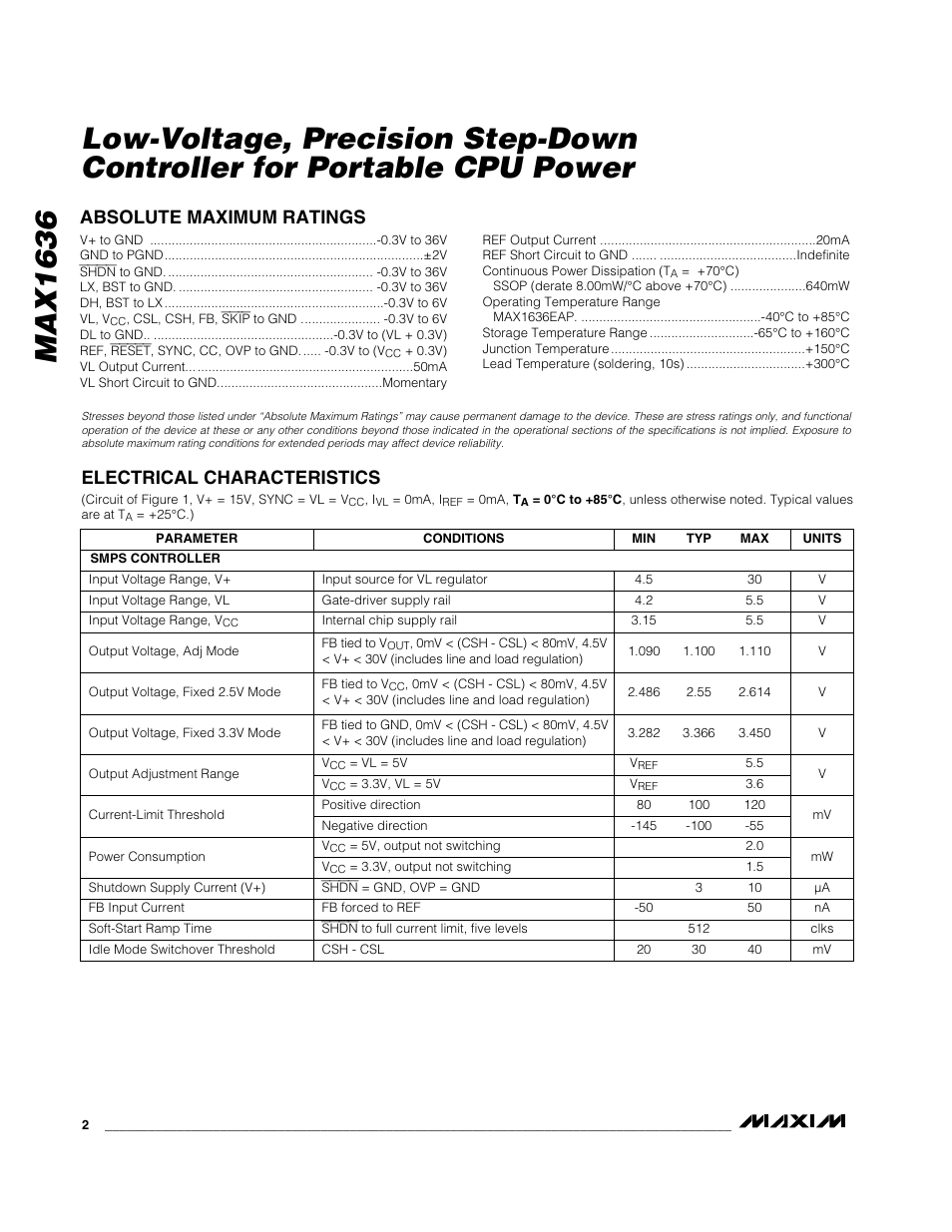 Rainbow Electronics MAX1636 User Manual | Page 2 / 23