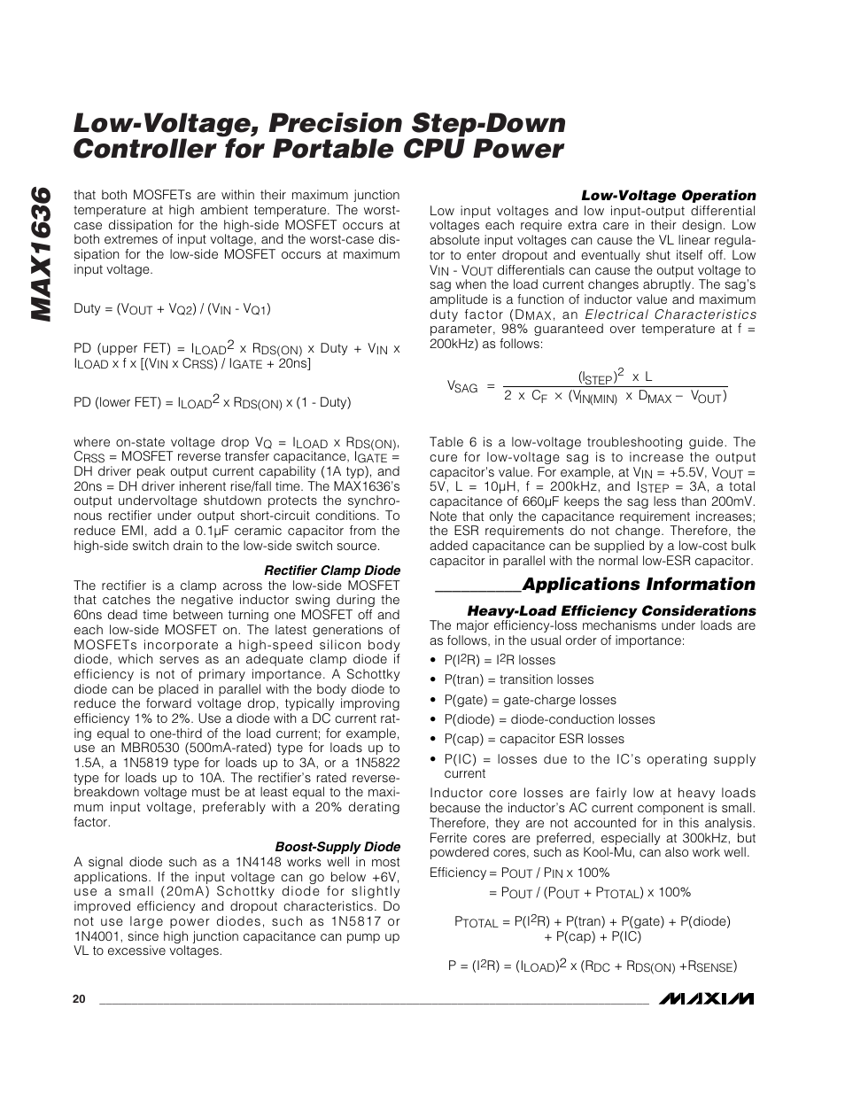 Applications information | Rainbow Electronics MAX1636 User Manual | Page 20 / 23