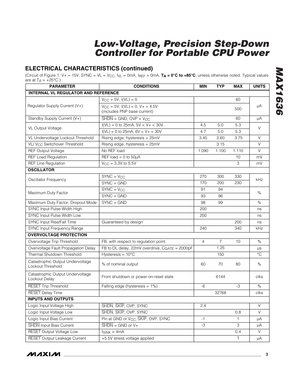 Electrical characteristics (continued) | Rainbow Electronics MAX1636 User Manual | Page 3 / 23