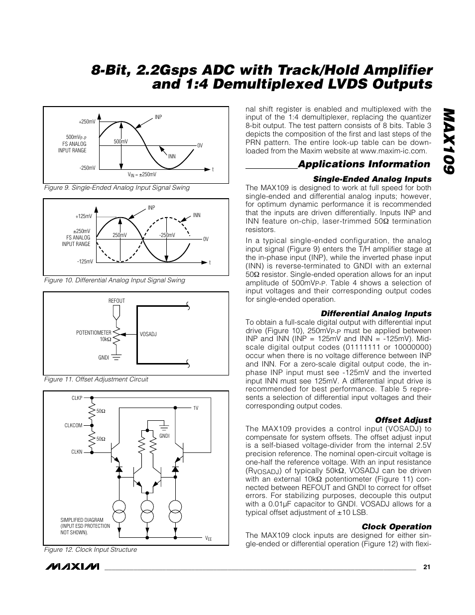Max109, Applications information | Rainbow Electronics MAX109 User Manual | Page 21 / 29