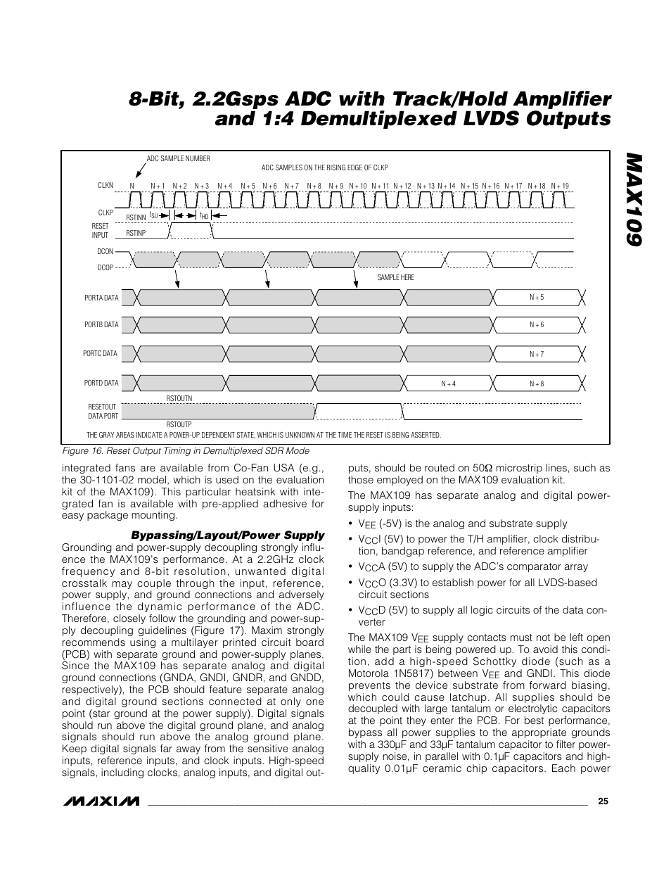 Max109, Bypassing/layout/power supply | Rainbow Electronics MAX109 User Manual | Page 25 / 29