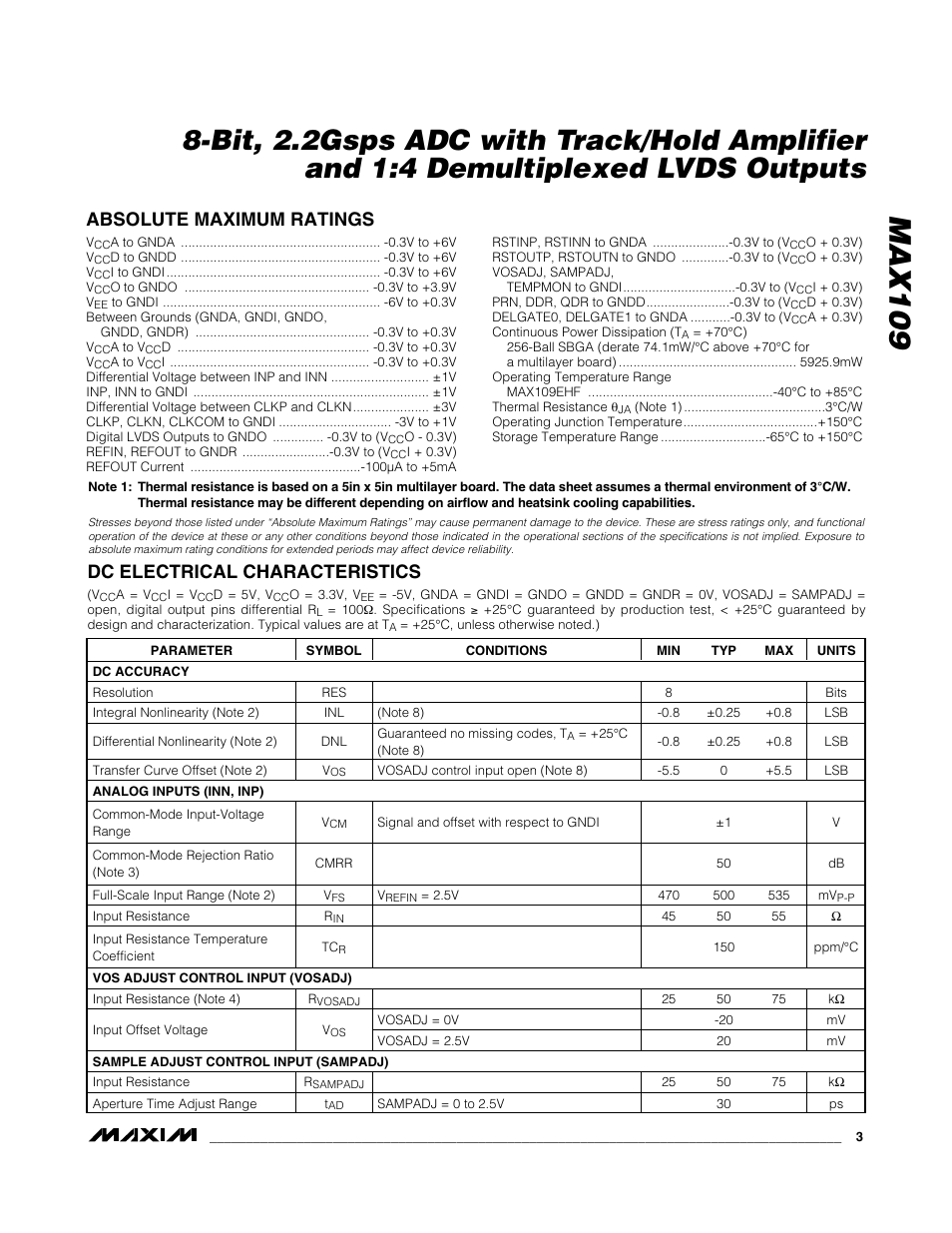 Max109 | Rainbow Electronics MAX109 User Manual | Page 3 / 29