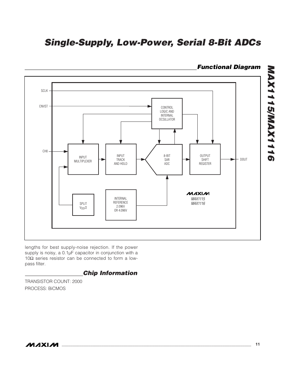 Chip information, Functional diagram | Rainbow Electronics MAX1116 User Manual | Page 11 / 12