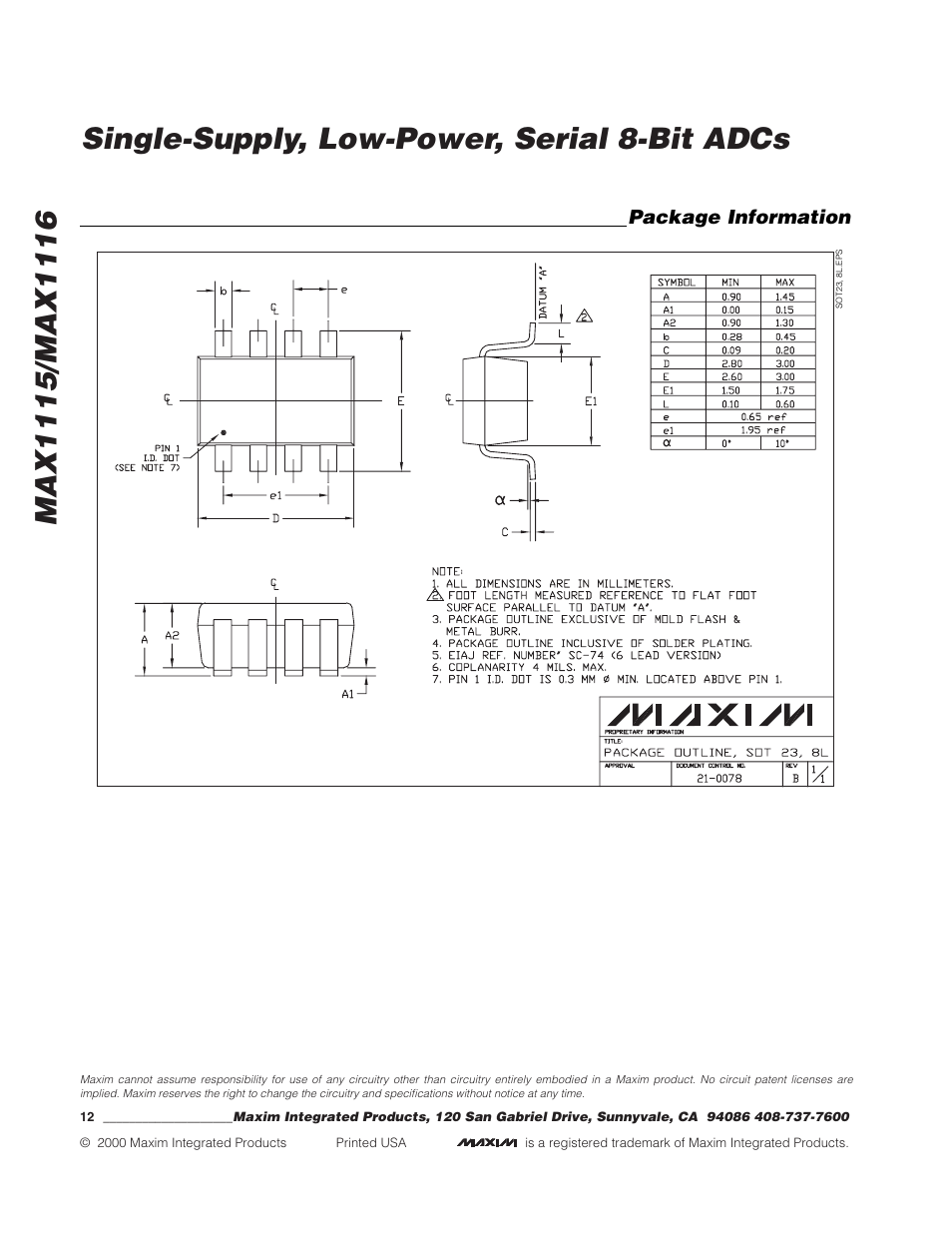 Rainbow Electronics MAX1116 User Manual | Page 12 / 12