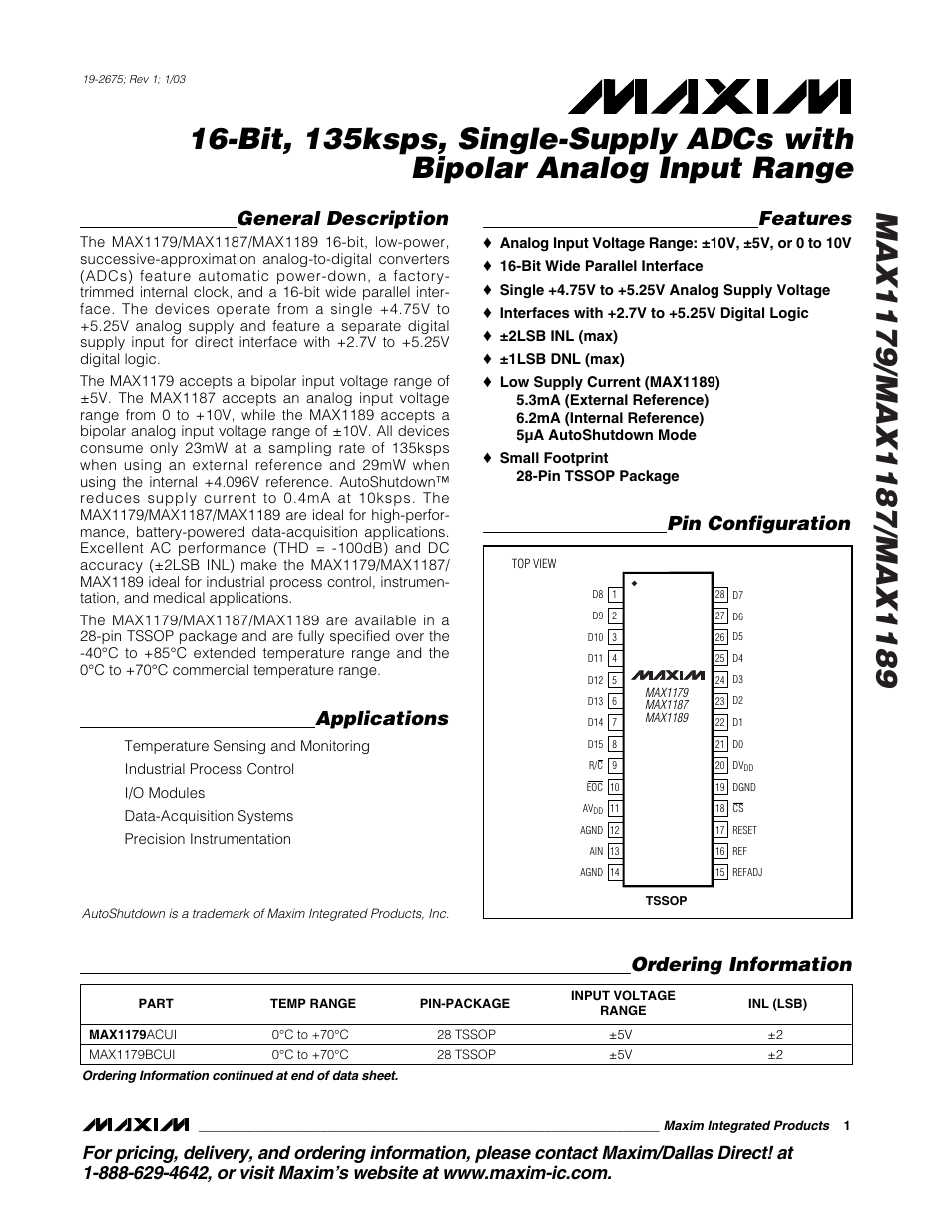 Rainbow Electronics MAX1189 User Manual | 15 pages