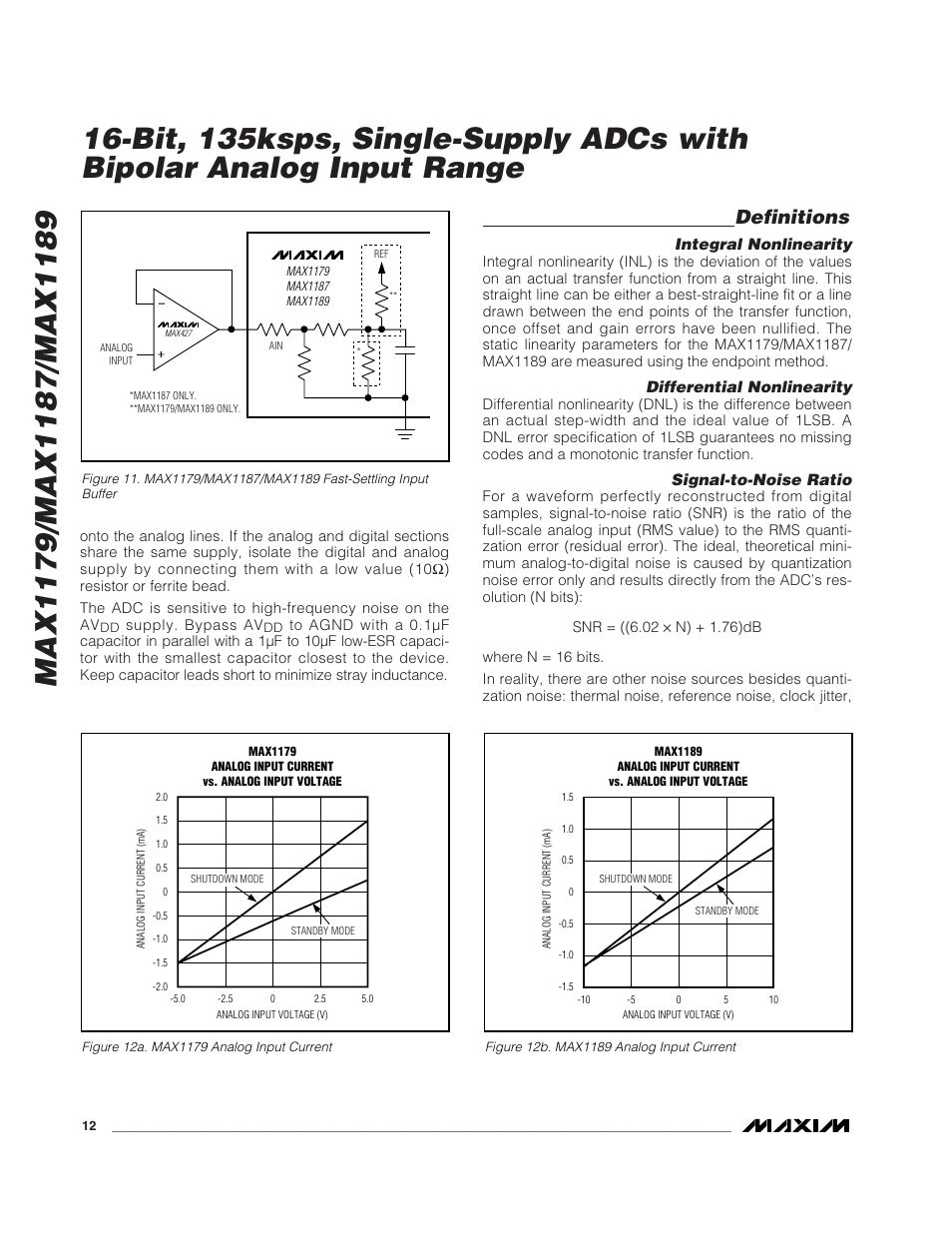 Definitions | Rainbow Electronics MAX1189 User Manual | Page 12 / 15