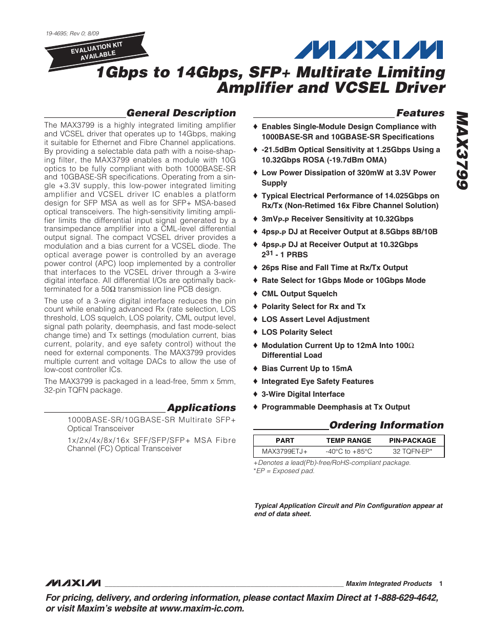 Rainbow Electronics MAX3799 User Manual | 35 pages