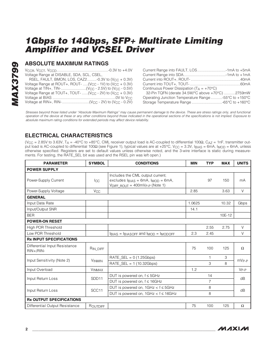 Rainbow Electronics MAX3799 User Manual | Page 2 / 35