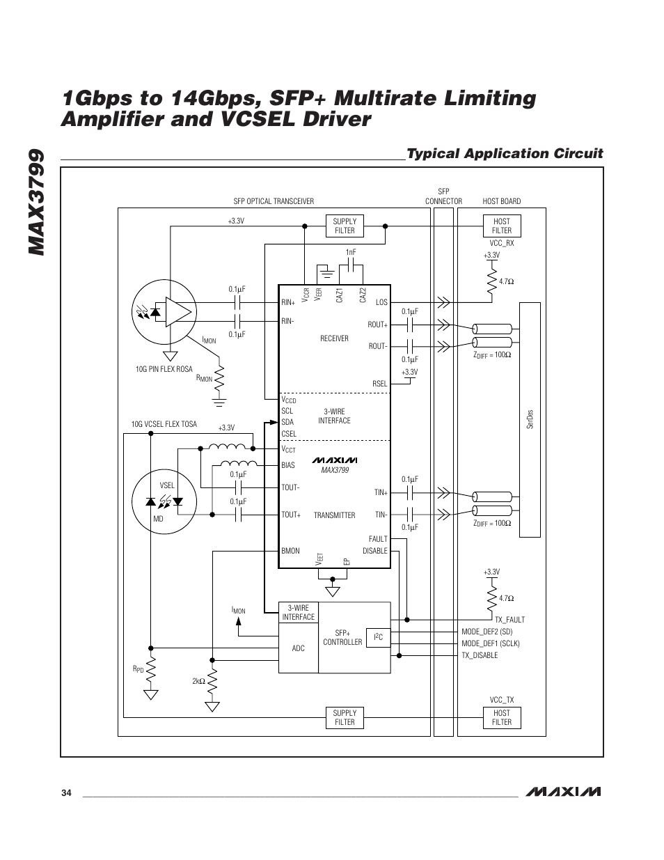 Typical application circuit | Rainbow Electronics MAX3799 User Manual | Page 34 / 35