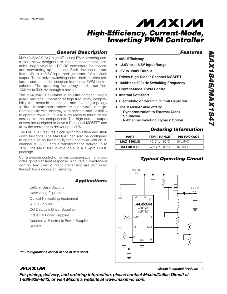 Rainbow Electronics MAX1847 User Manual | 20 pages